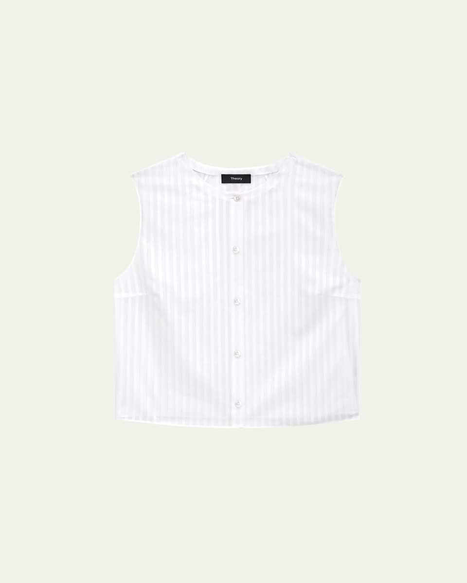 Stripe Button-Front Sleeveless She